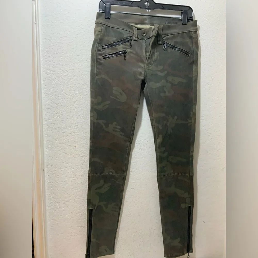 NWOT Rag & Bone Desert Camo Leather skinny Pants Zip Ankle 100% Lambskin size 27